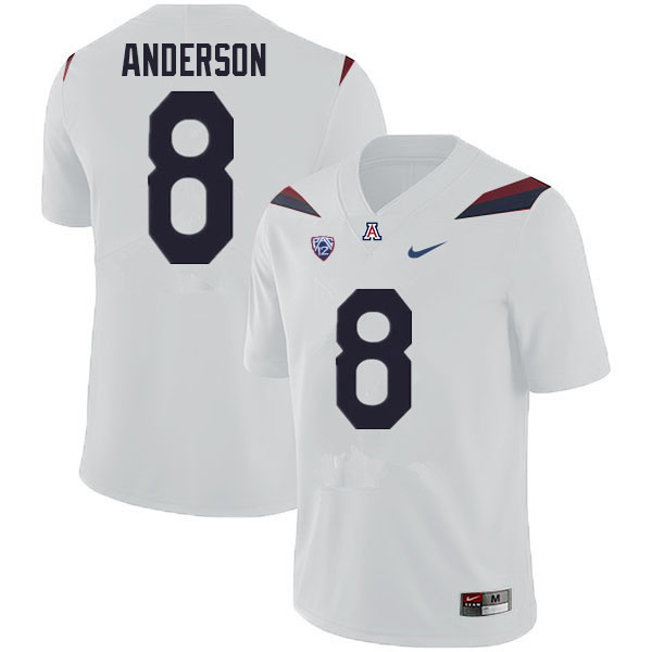Men #8 Drake Anderson Arizona Wildcats College Football Jerseys Sale-White